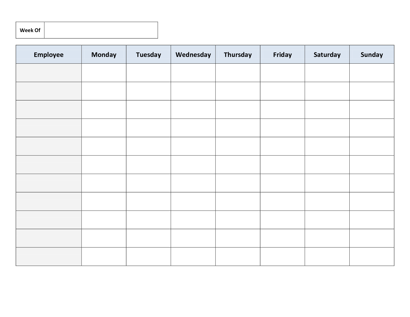 Blank Weekly Work Schedule Template | Cleaning Schedule Two Week Calendar Pdf