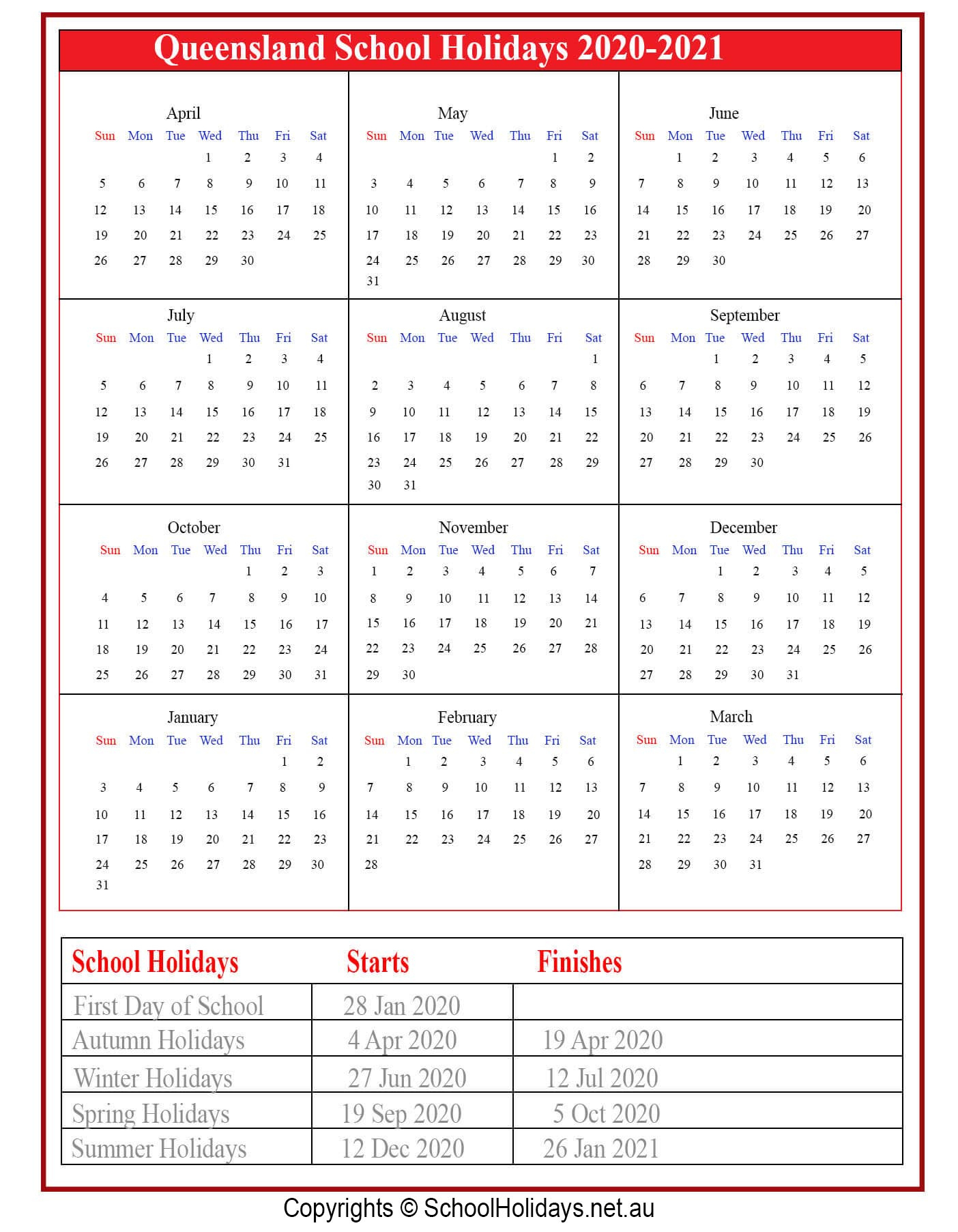 Calander 2021 Queensland Punlic Holidays | Calendar Blank Calendar School Term