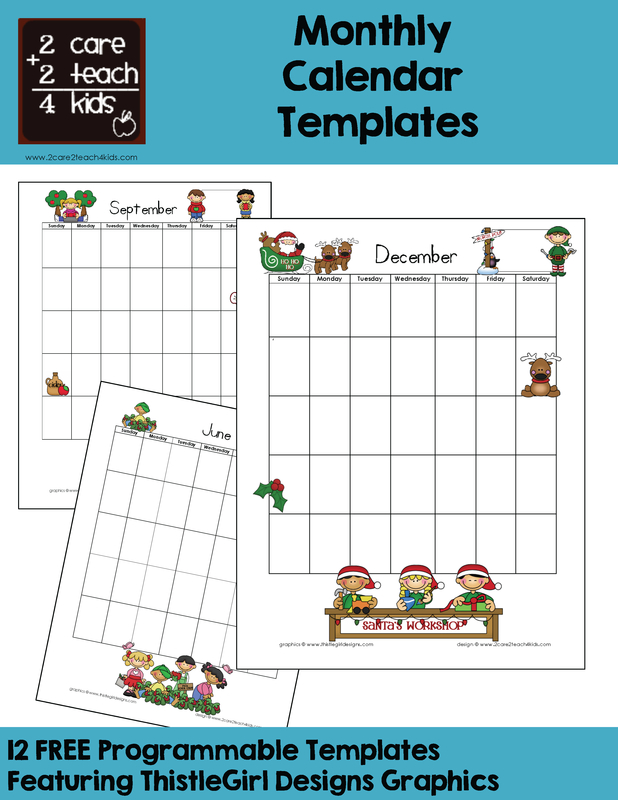 Calendars - Free Printable Templates - 2Care2Teach4Kids Free Printable Calendars For Kindergarten