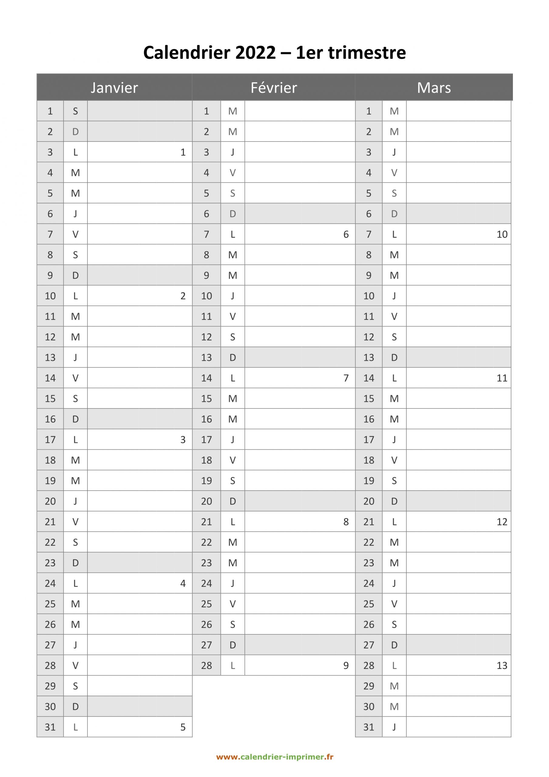 Calendrier 2022 À Imprimer Gratuit Calendrier 2022 À Imprimer