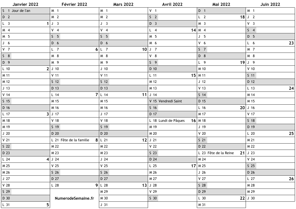 Calendrier 2022 Avec Jours Fériés En Canada Et Numéro Des Calendrier 2022 À Imprimer