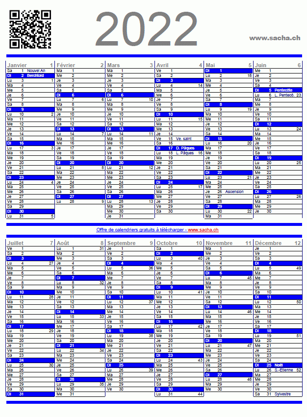 Calendrier À Imprimer Gratuit 2021 - 2022 - 2023 Calendrier 2022 À Imprimer