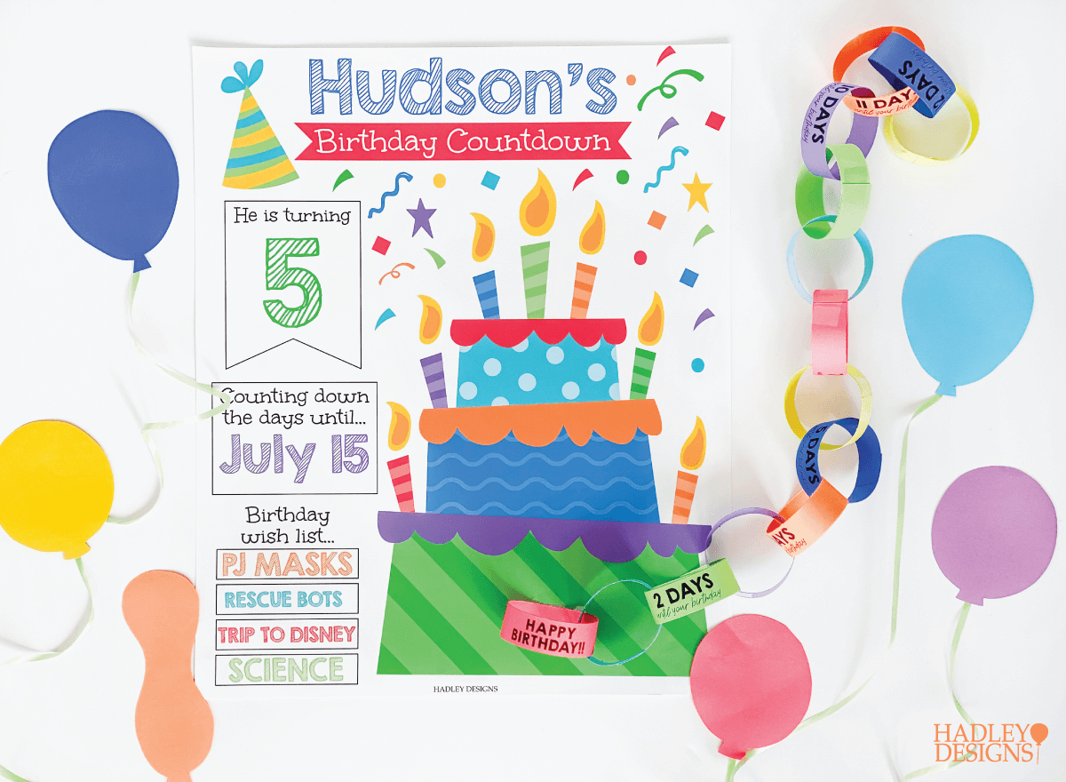 Create This Diy Kids Birthday Countdown In 30 Minutes Countdown To Birthday Calendar Printable