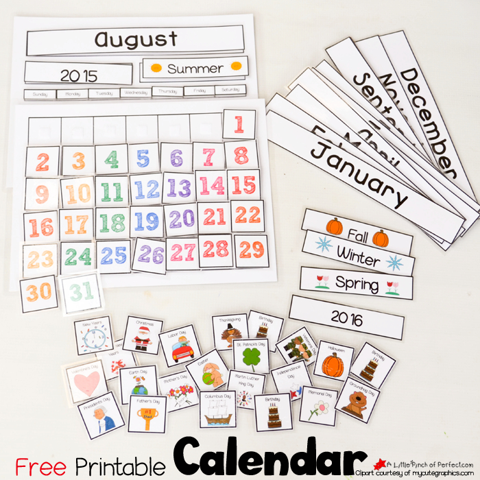 Cute Free Printable Calendar For Circle Time With Kids Free Printable Calendars For Kindergarten