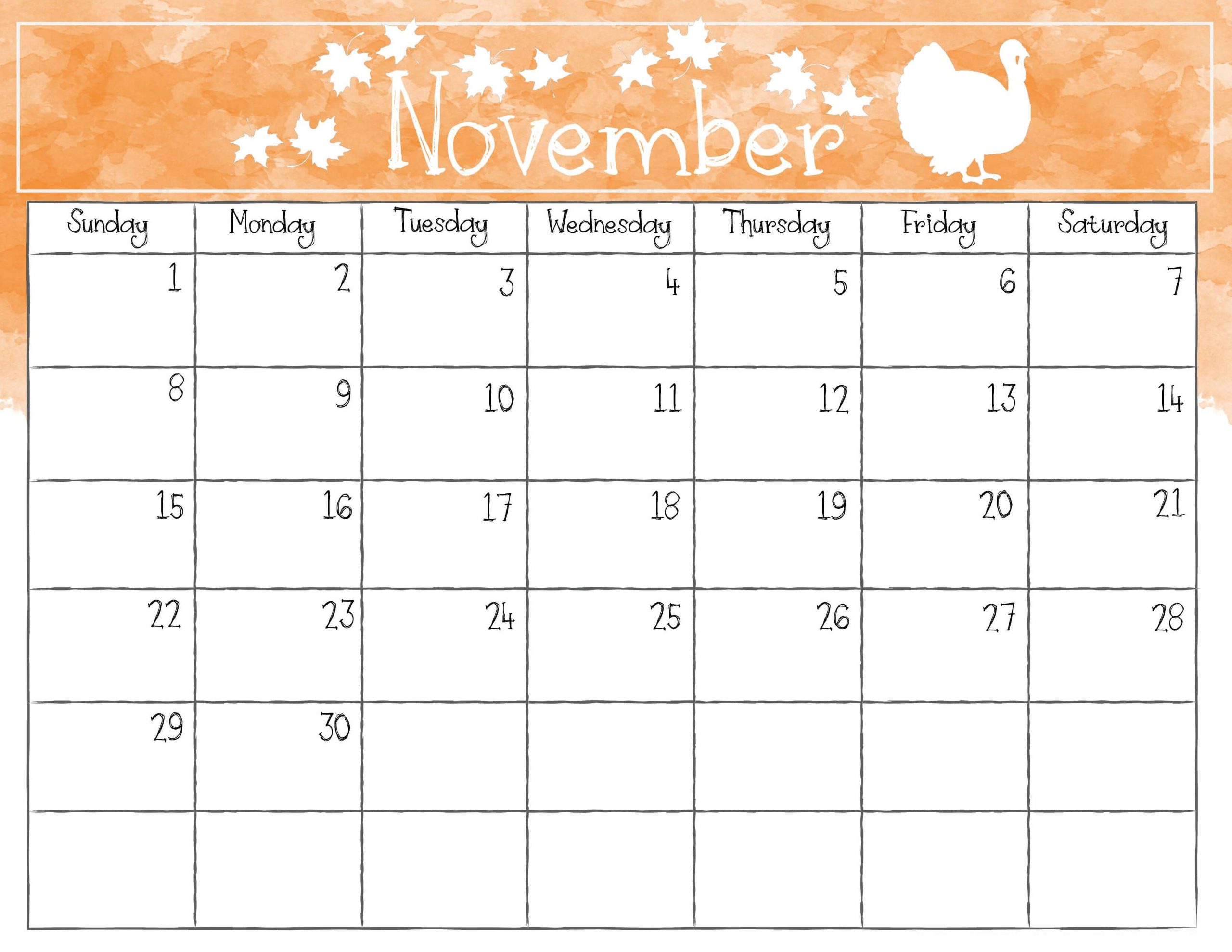 Cute November 2020 Calendar Printable - Builderkraft Cute November 2022 Calendar Template
