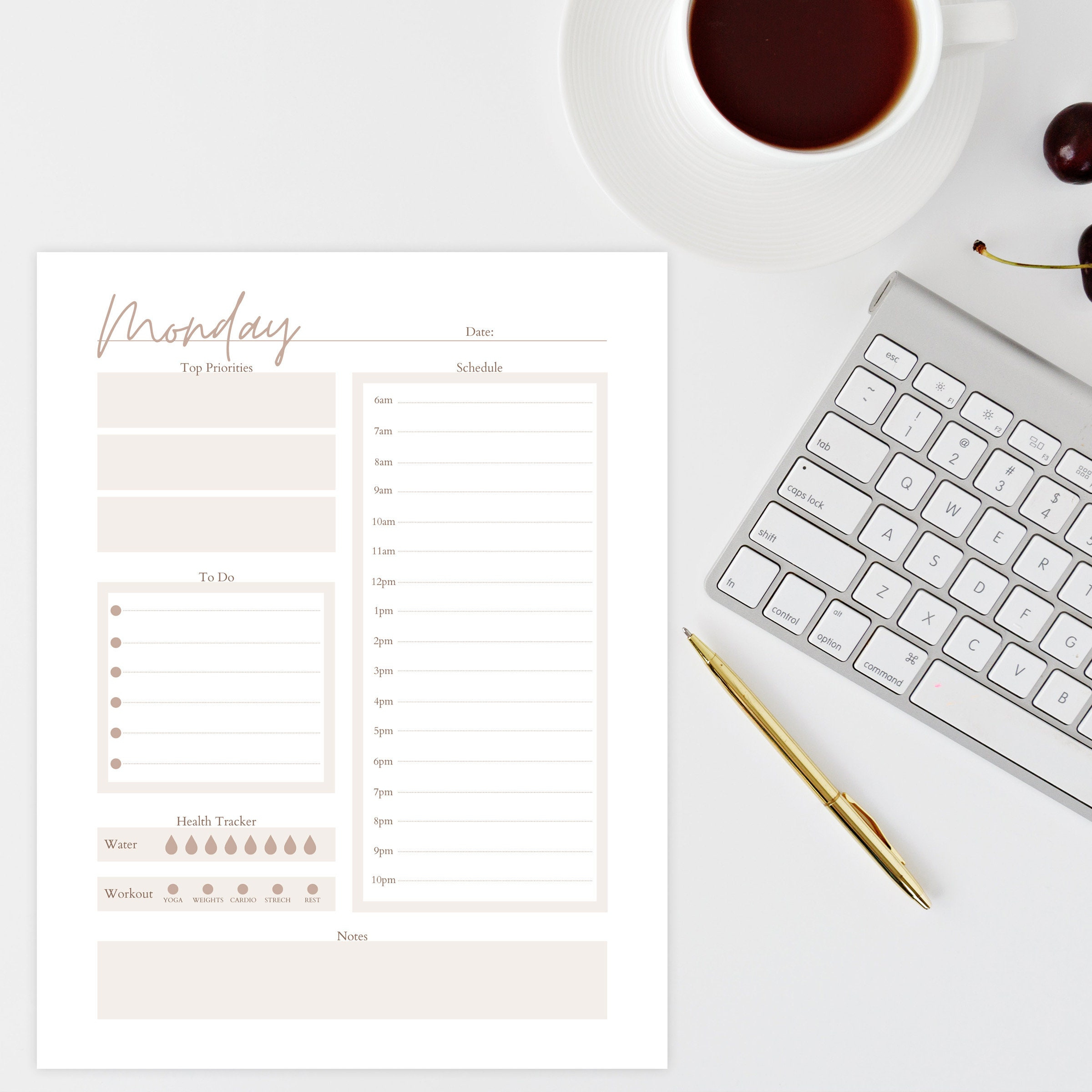 Daily Planner Printable 7 Day Planner Neutral Aesthetic To Printable 7 Day Planner