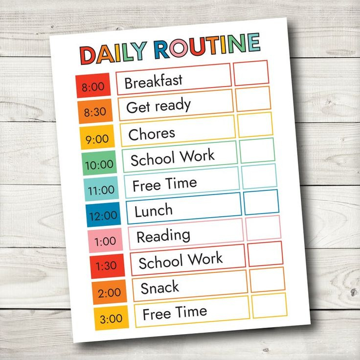 Daily Routineprintable Daily Routine Responsibility Chart Unit 4 School Schedule