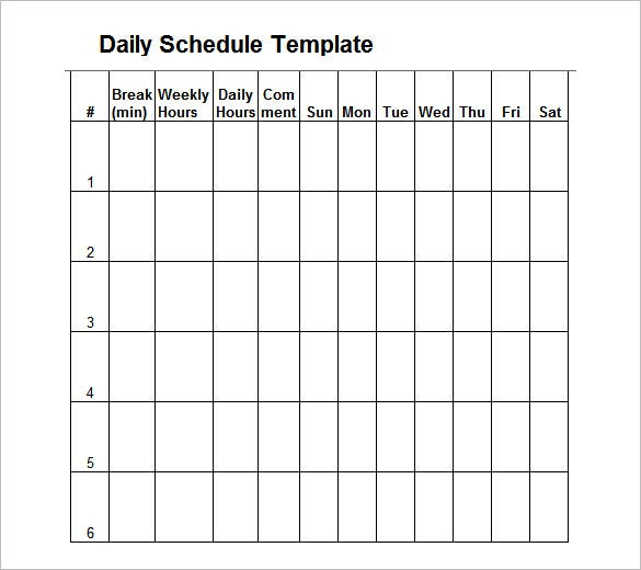 Day Schedule Template - 7+ Free Word, Excel, Pdf Format Aa 7Day Wkly Calendar