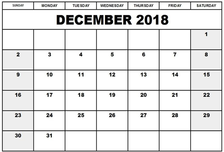 December 2018 Calendar South Africa | Print Calendar December Calendar South Africa