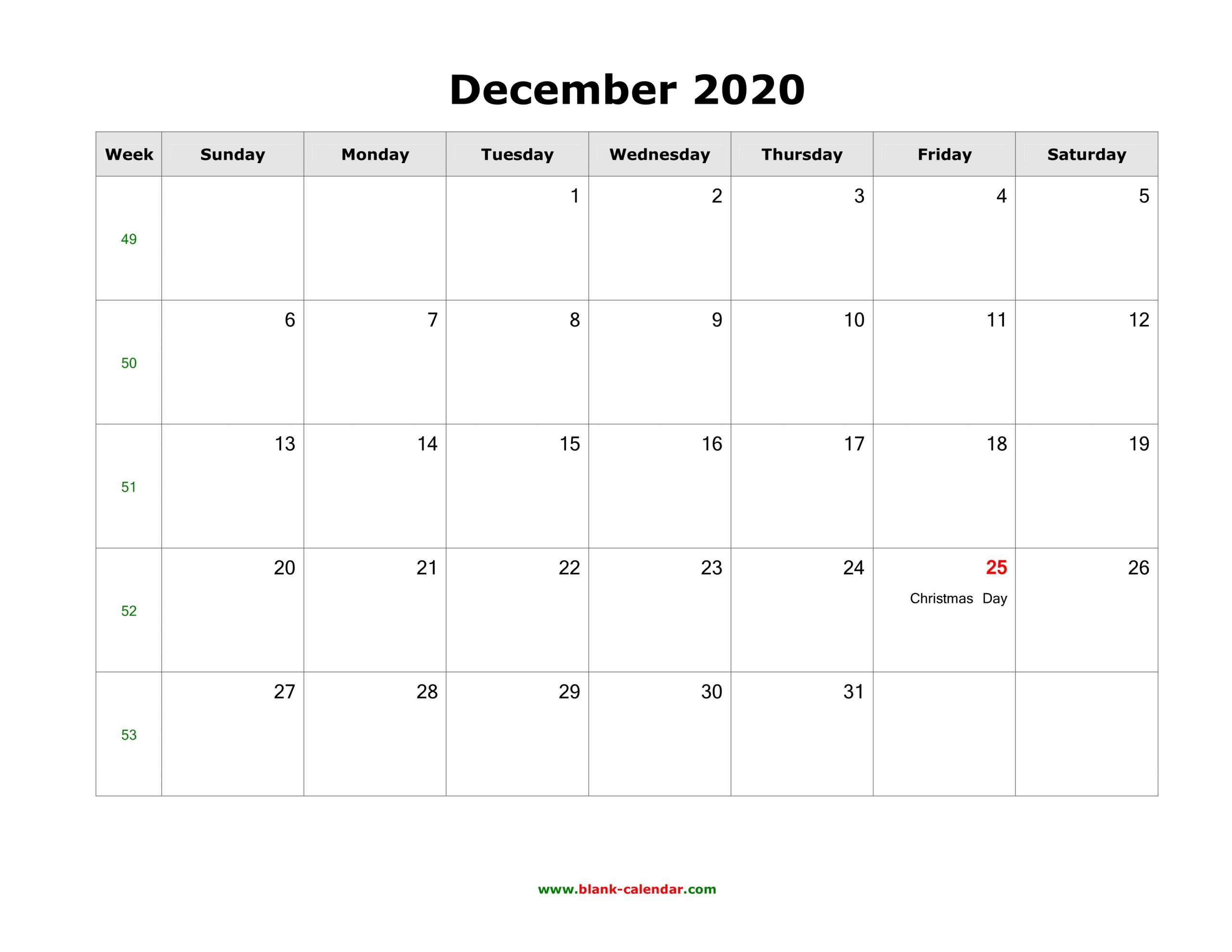 December 2020 Printable Calendar - Free Templates (Pdf, Word) Printable December Calendar With Holidays