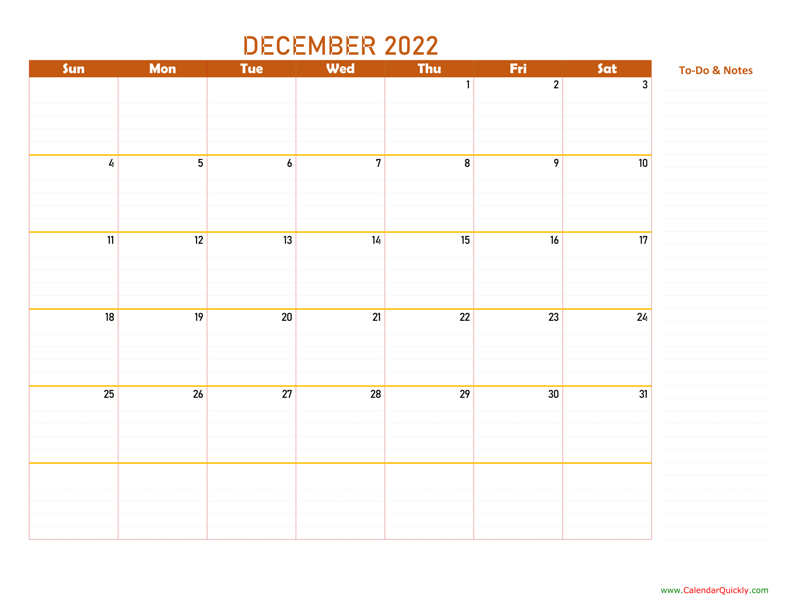 December 2022 Calendar | Calendar Quickly December Printable Calendar 2022