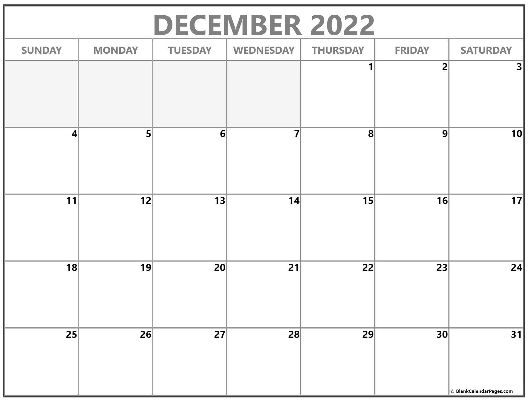 December 2022 Calendar | Free Printable Calendar Templates Calendar December 2022 Printable