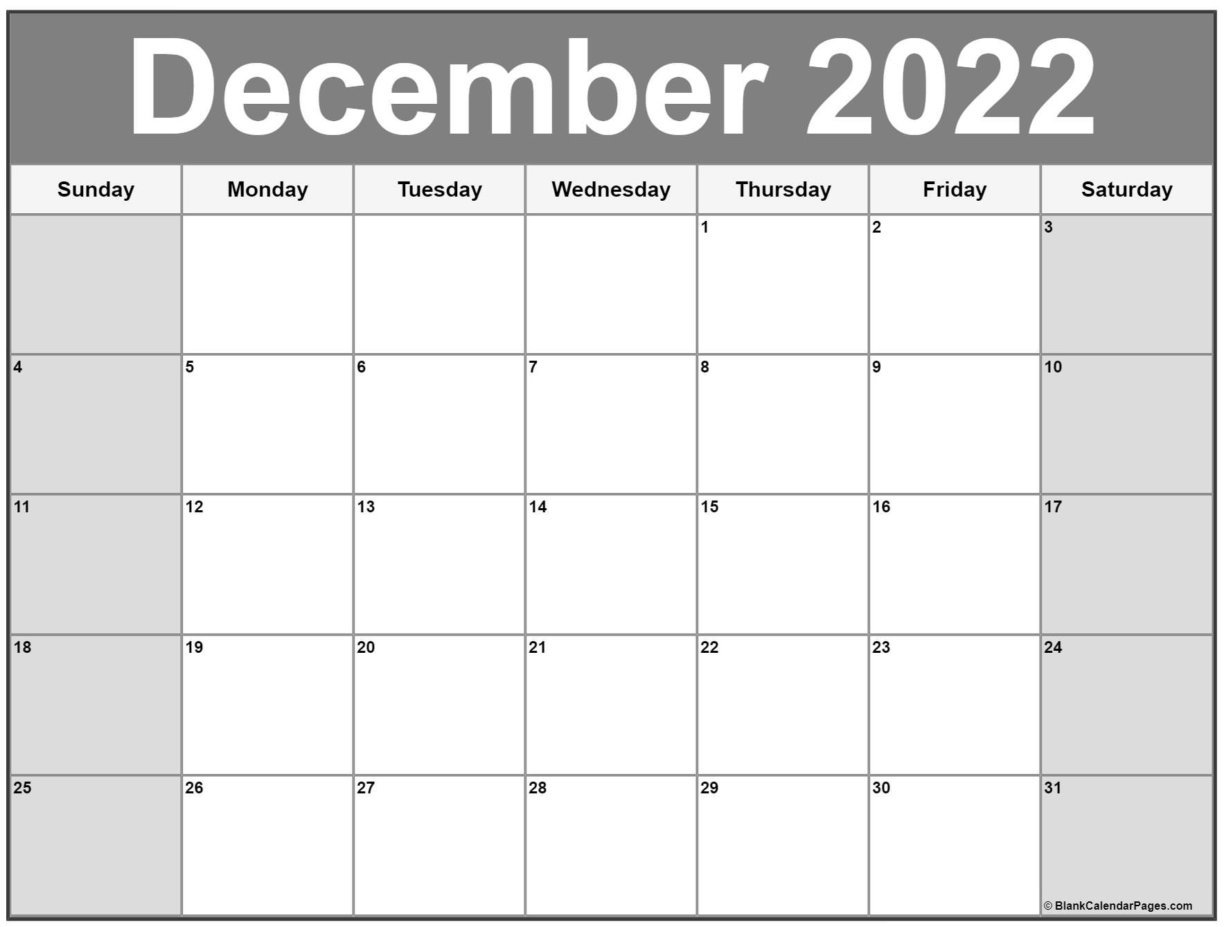 December 2022 Calendar | Free Printable Calendar Templates December 2022 Printable Calendar With Holidays