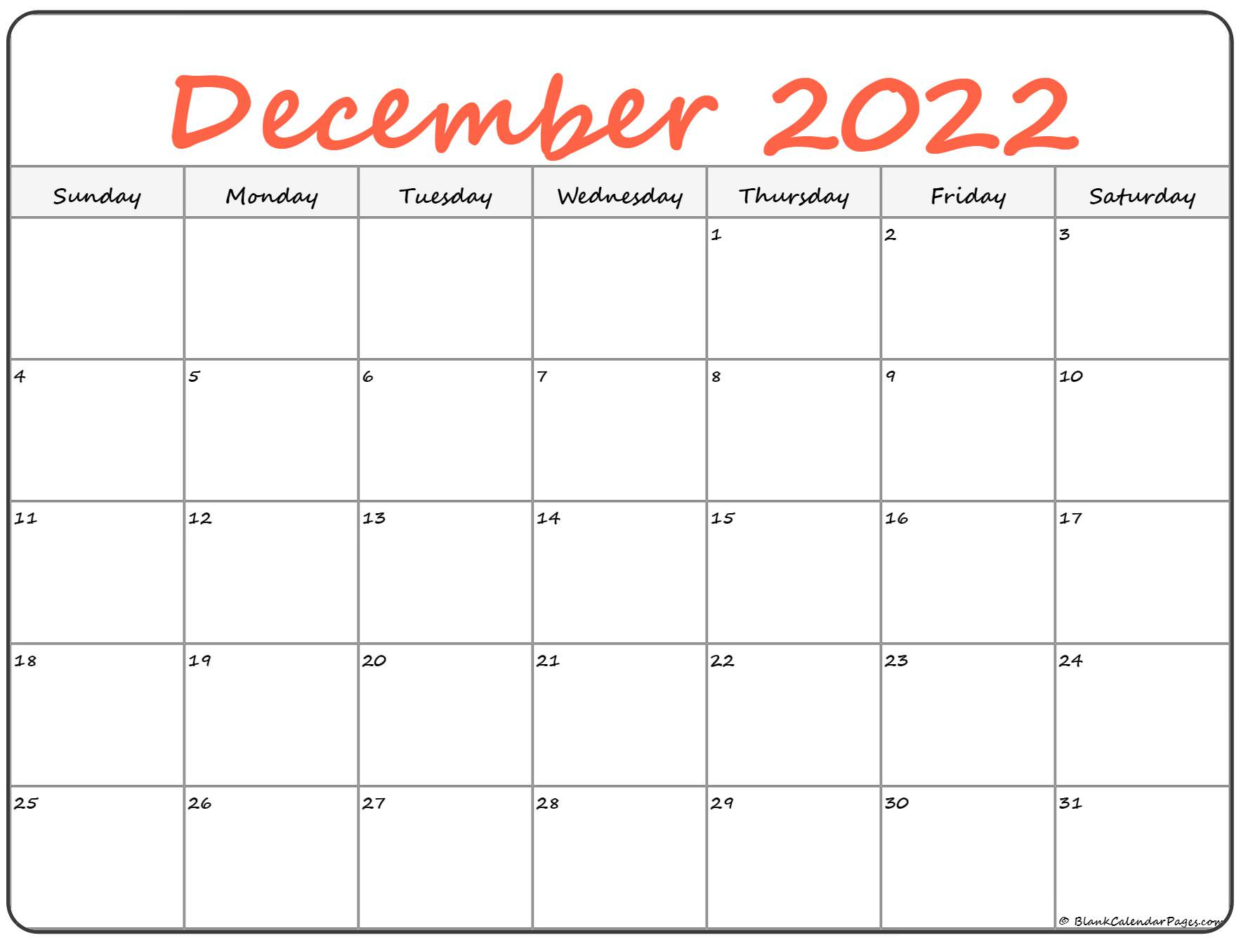 December 2022 Calendar | Free Printable Calendar Templates November And December 2022