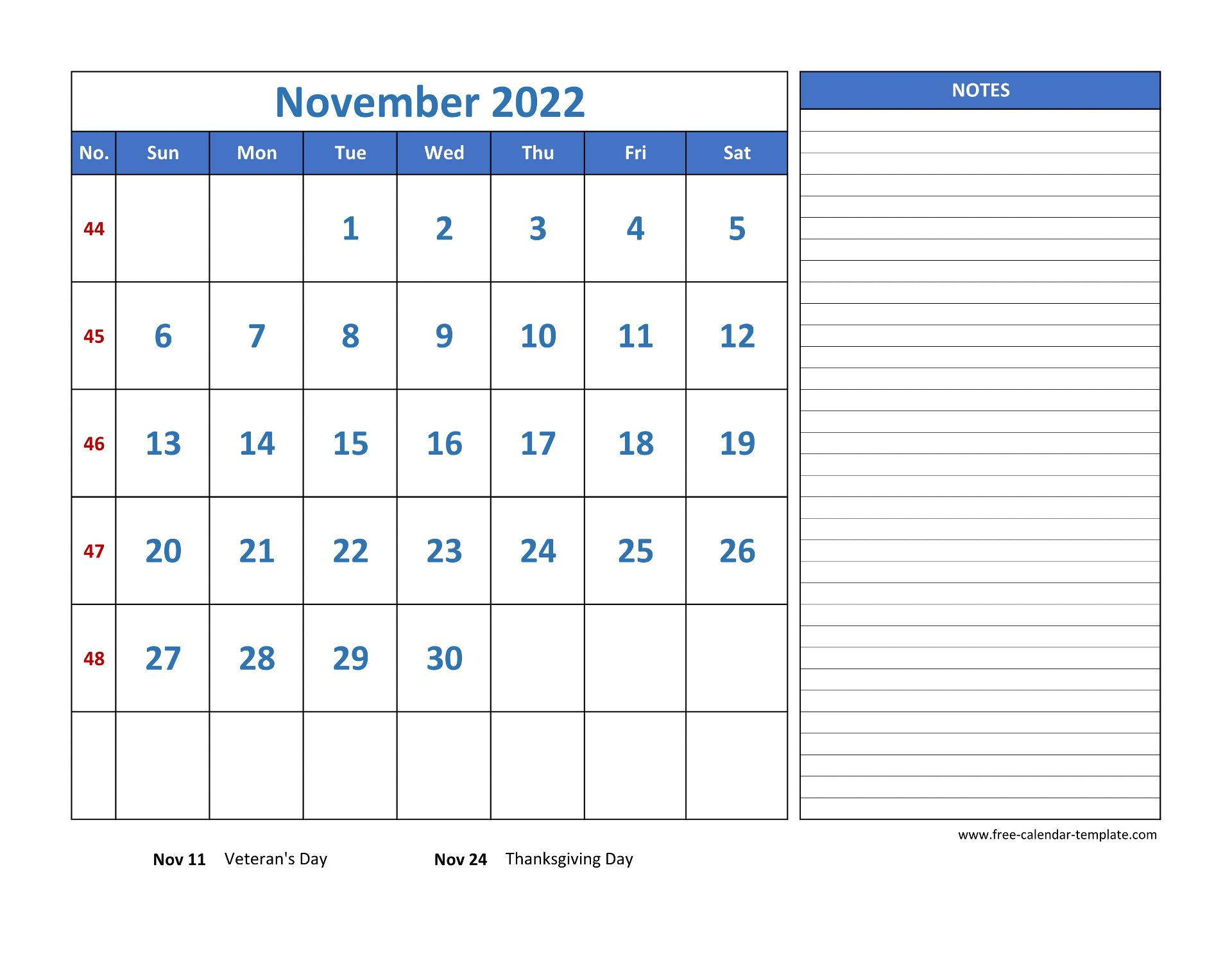 December 2022 Calendar: November November And December 2022