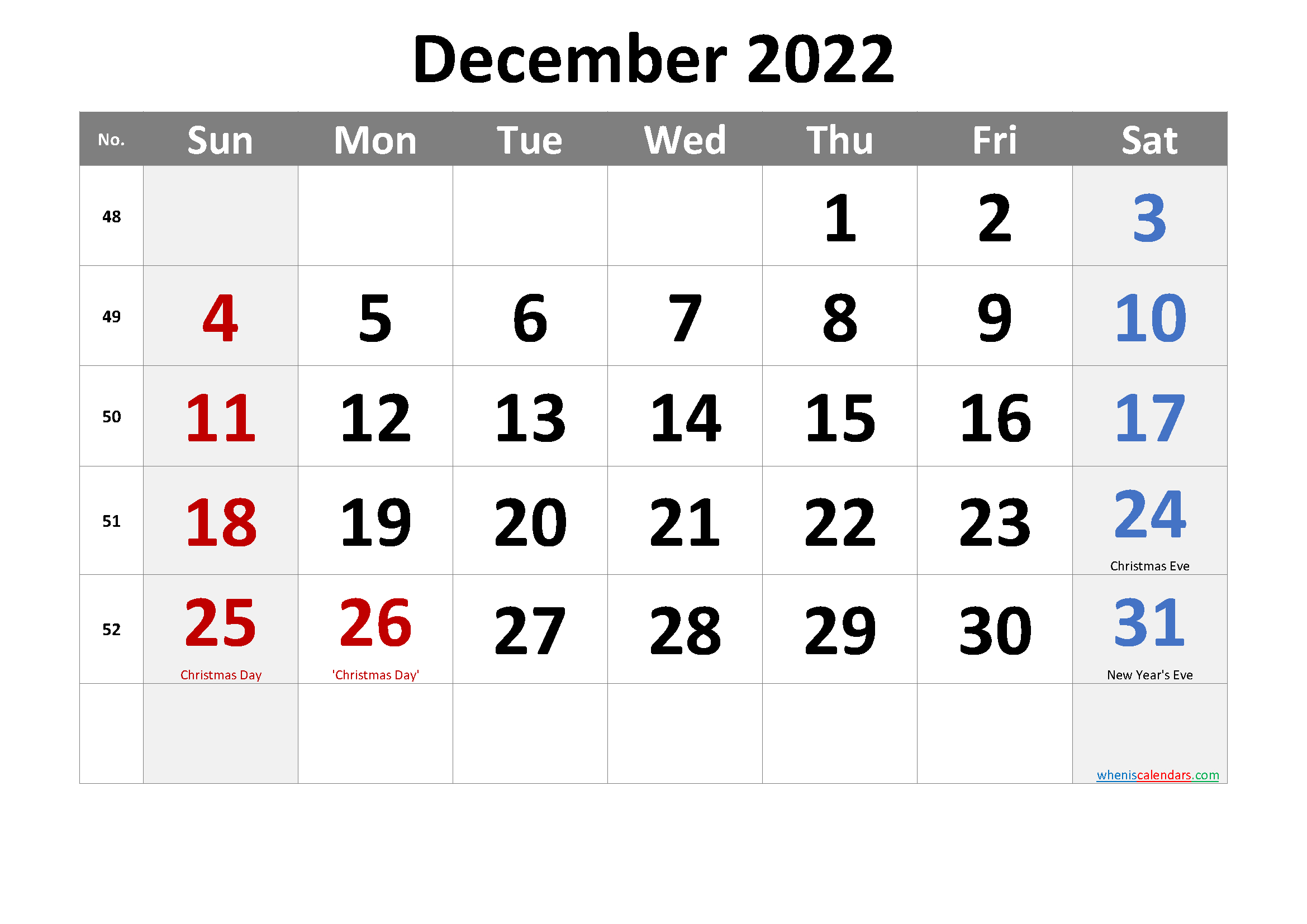 December 2022 Christmas Printable Calendar | June 2022 Calendar December 2022 Printable