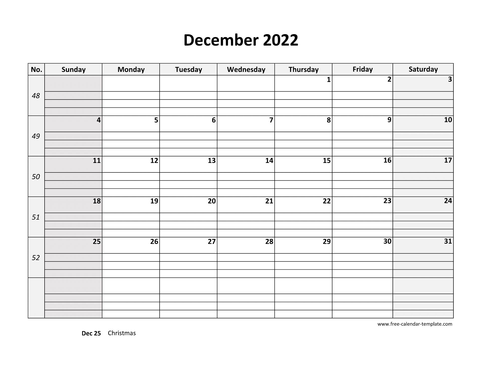 December 2022 Free Calendar Tempplate | Free-Calendar December 2022 Calendar Free Printable