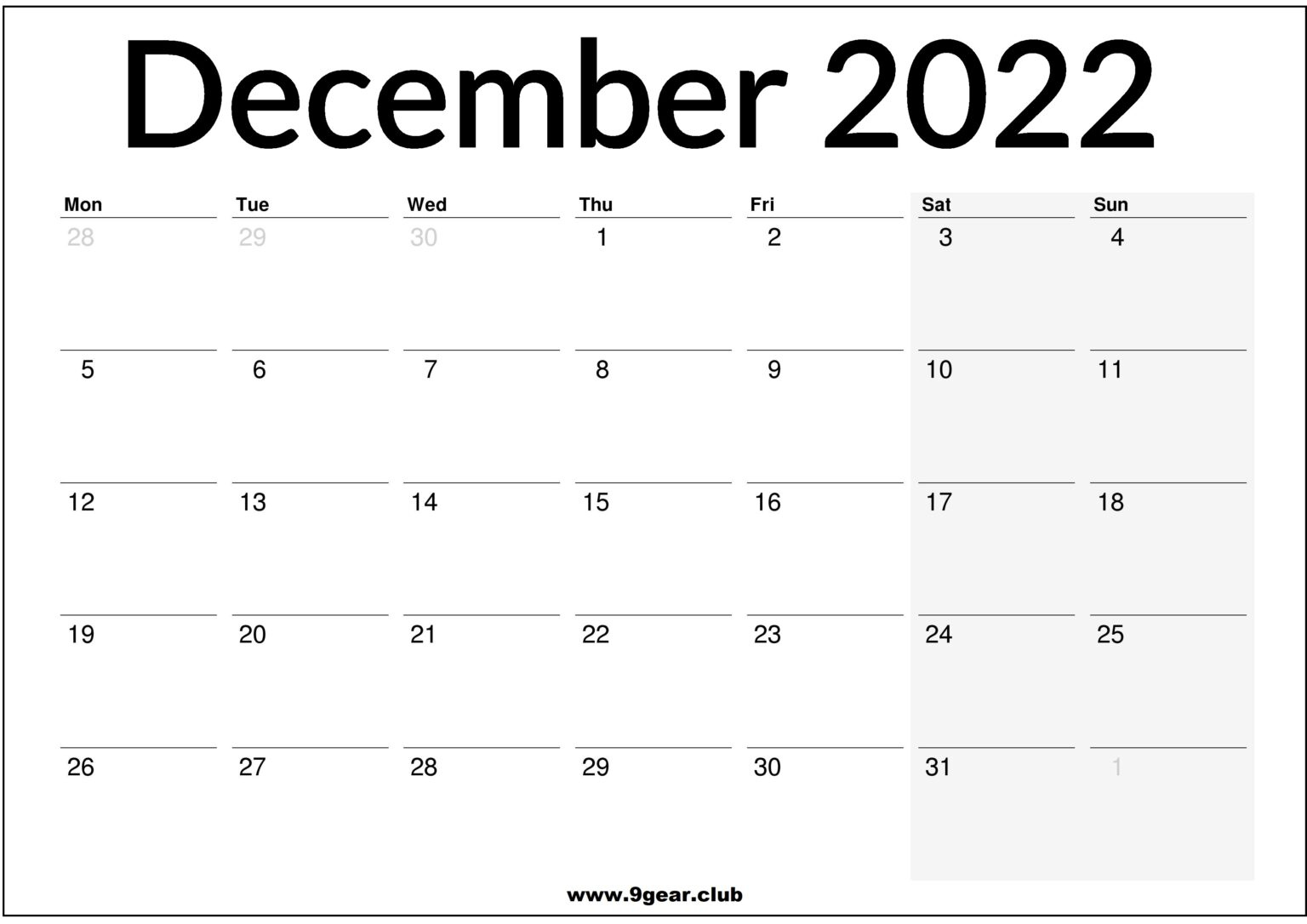 December 2022 Uk Calendar Printable - Printable Calendars 2022 Free Printable Monthly Calendar December 2022
