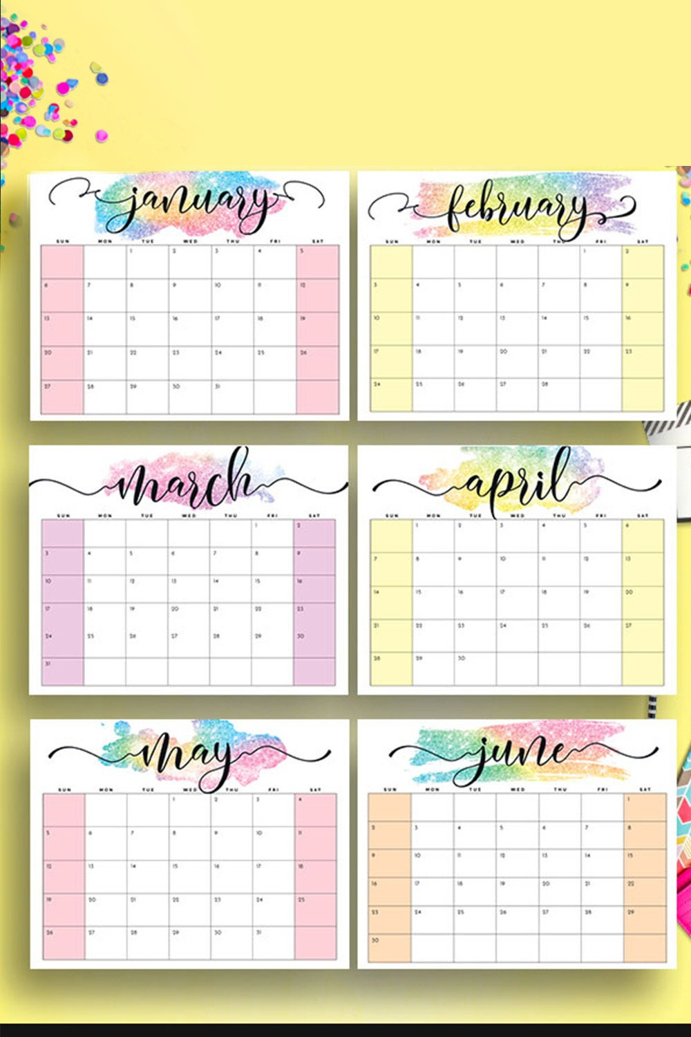 Desk Calendar 2021 Monthly Planner 2020-2021 Printable | Etsy Free Printable Desk Calendar