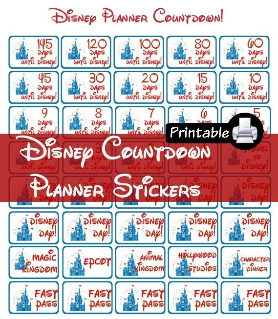 Disney Countdown Pdf Printable Planner Stickers For Happy Disney Countdown Calendar Printable