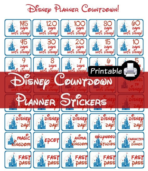 Disney Countdown Pdf Printable Planner Stickers For Happy Printable Countdown To Disneyuntdown Calendar Printable