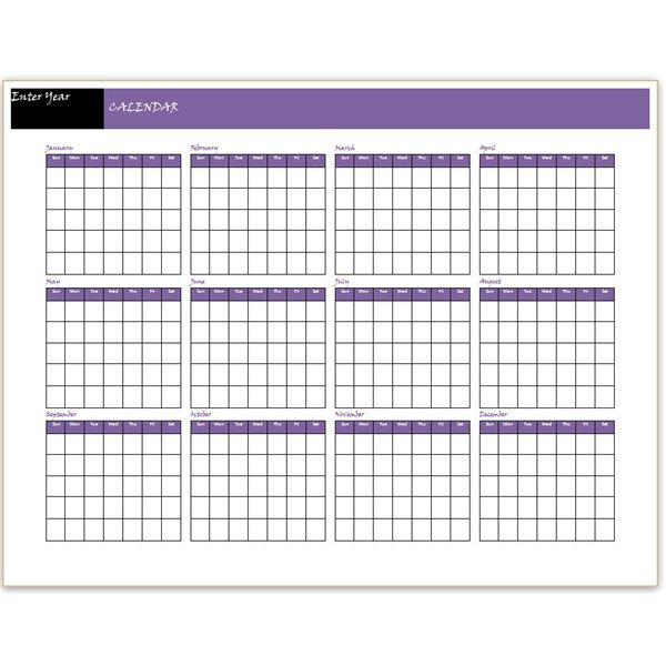 Download A Free Yearly Calendar Template: Word Makes It Printable Blank 1 Month Calendar