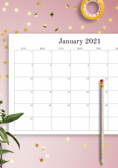 Download Printable Blank Monthly Calendar Pdf 5.5-8.5 Calendar Template Free Printable
