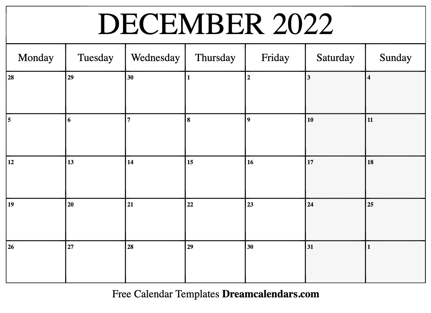 Download Printable December 2022 Calendars Calendar For December 2022