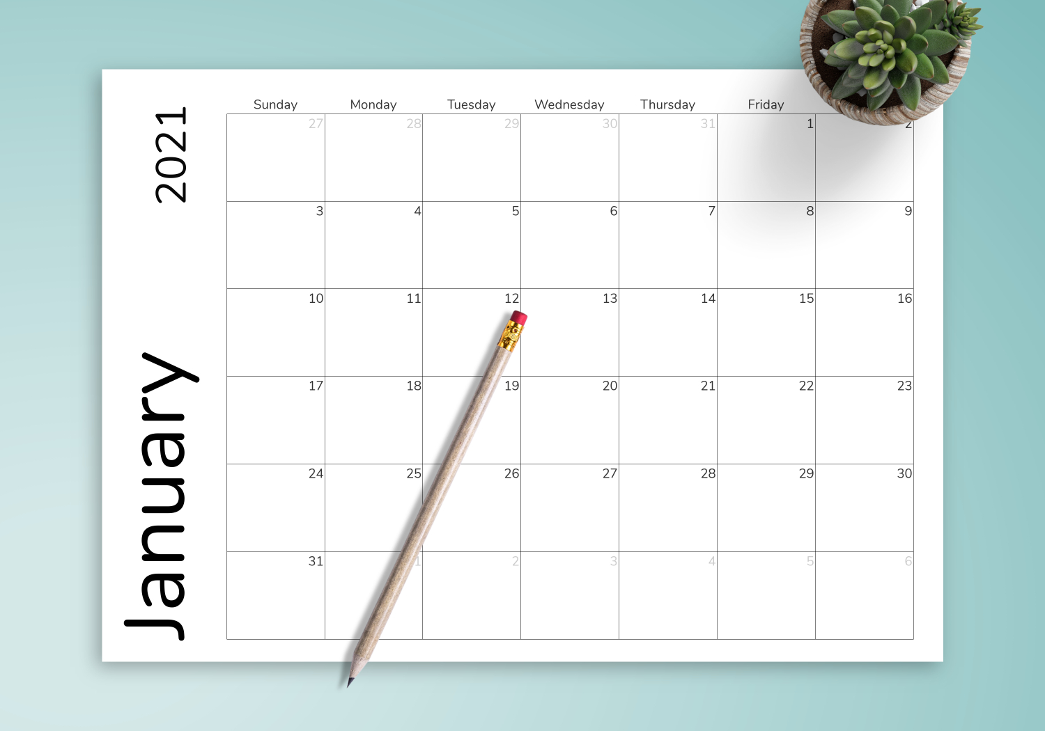 Download Printable Simple Monthly Calendar Grid Pdf Free Printable Blank Calendar Grid