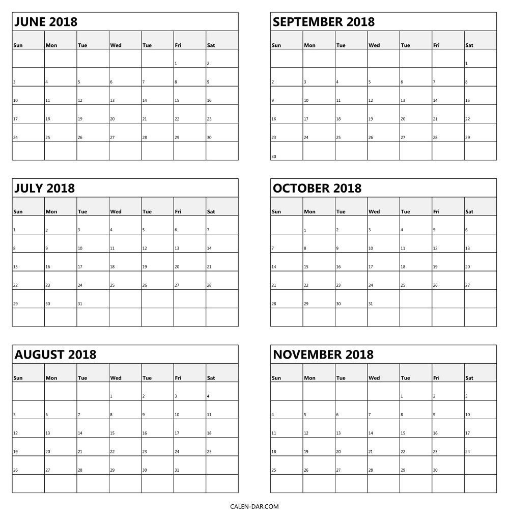 Extraordinary 6 Month Blank Calendar Template | Blank Printable 6 Month Calendar Free