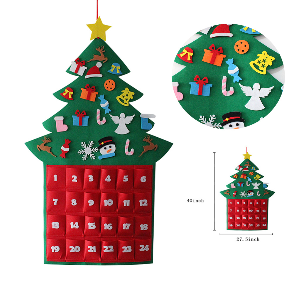 Felt Christmas Advent Calendar Hanging Christmas Tree 32 Day Countdown Calendar