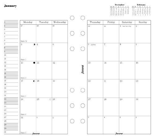 Filofax Calendar Refills Month On Two Pages 2012 Personal 6 Month Calendar View