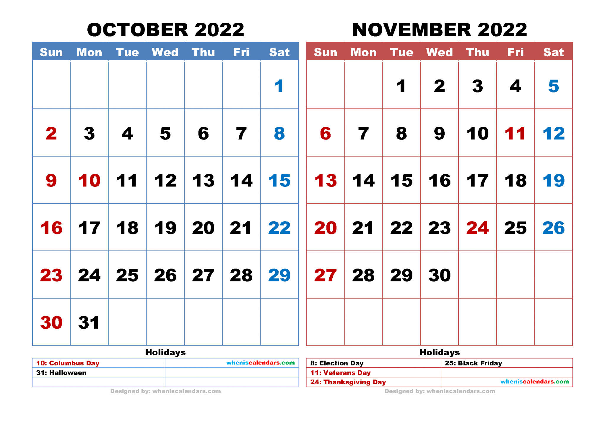 Free October November 2022 Calendar Printable Pdf November 2022 Calendar Template