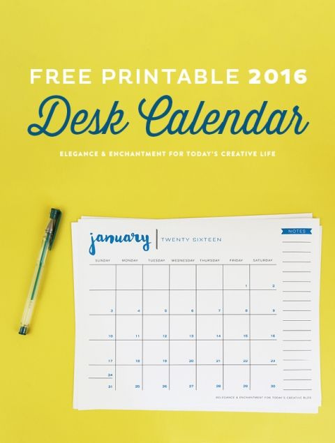 Free Printable 2016 Desk Calendar | Desk Calendars Free Printable Desk Calendar
