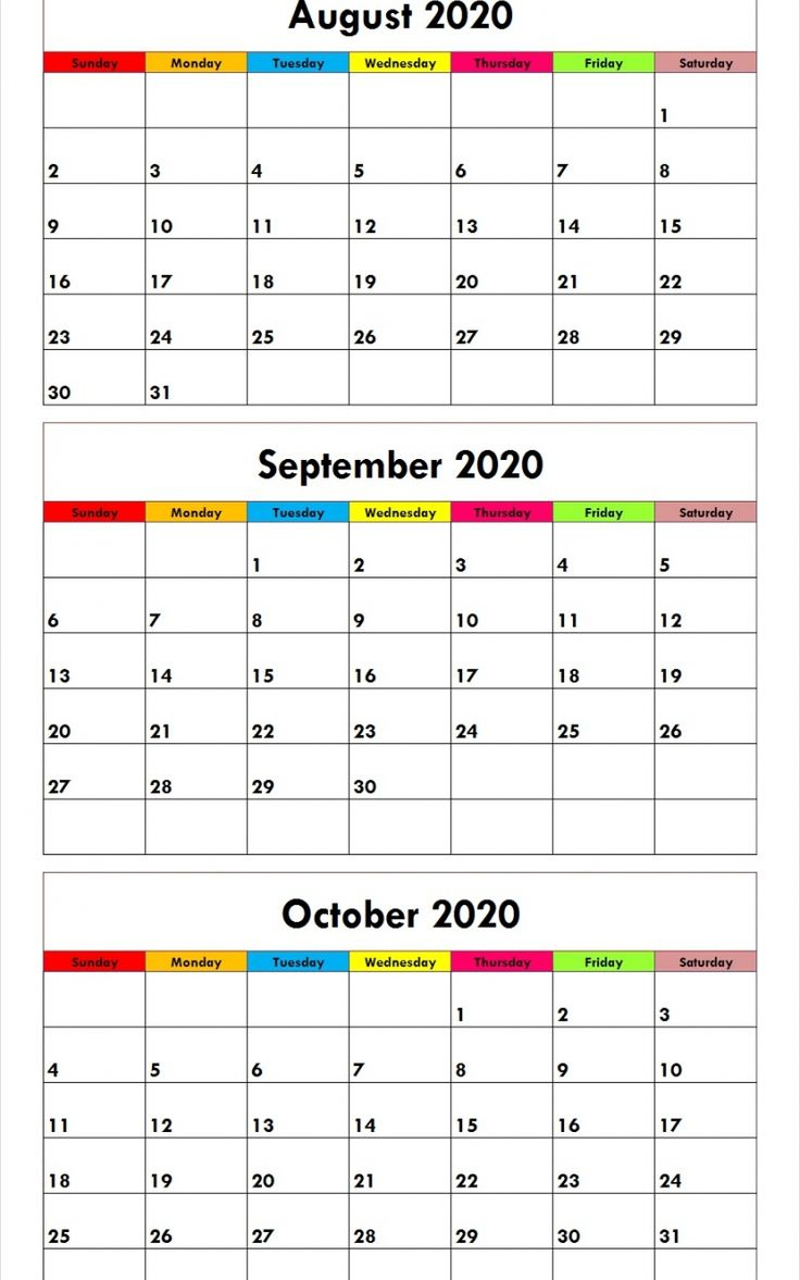 Free Printable August September October 2020 Calendar September And October Calendar