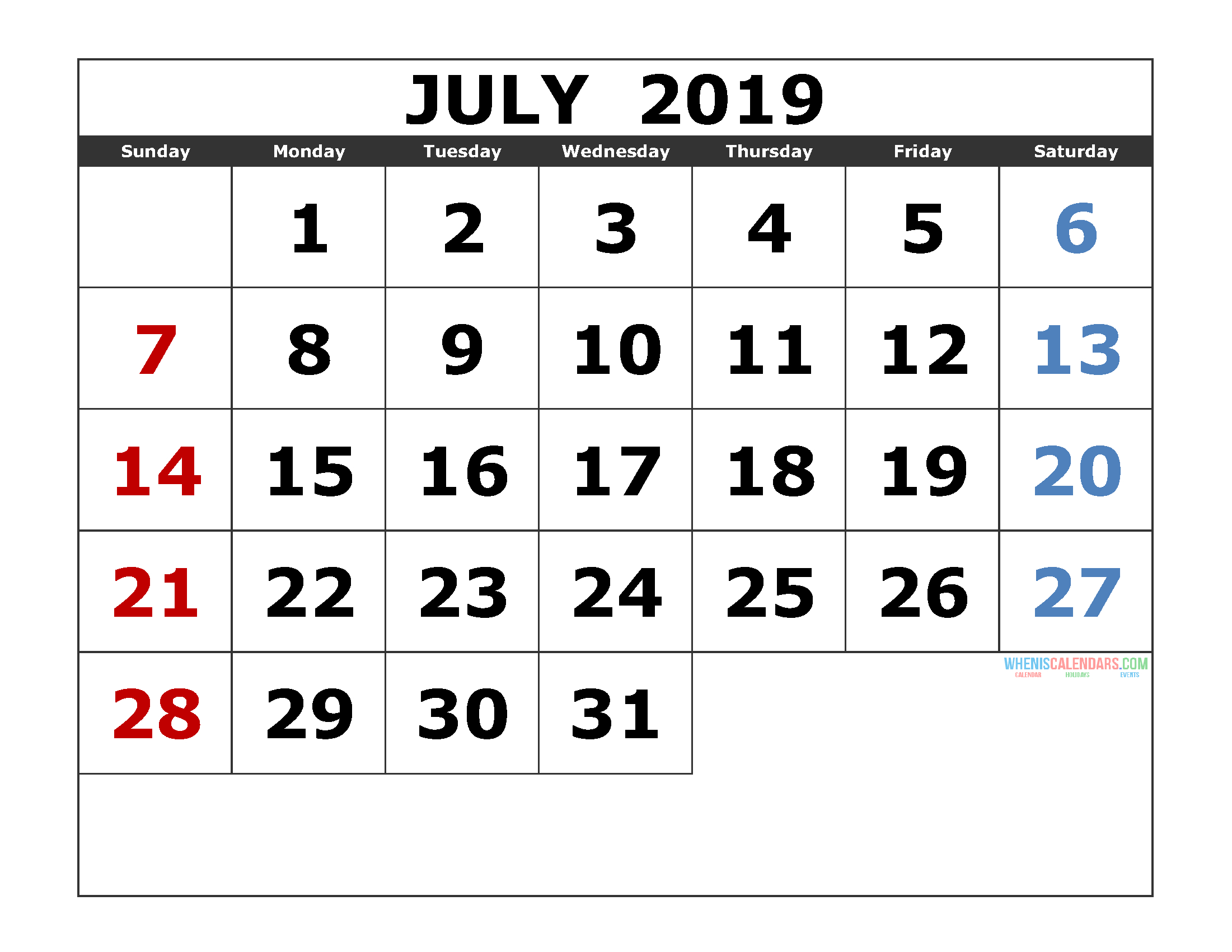 Free Printable Blank Calendar 2019 Monthly Calendar Print Out Printable 4 X 6 Calander