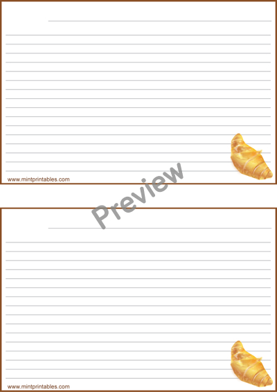 Free Printable Bread And Pastry Recipe Cards - 4X6 And 2X5 3X5 Calendar Templates Free