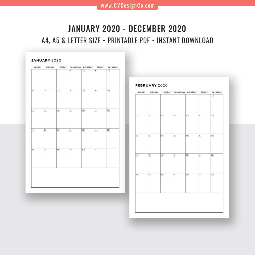 Free Printable Calendar 2020-18 | Calendar Printables Free Free Printable 4 X 6 Monthly Calendar