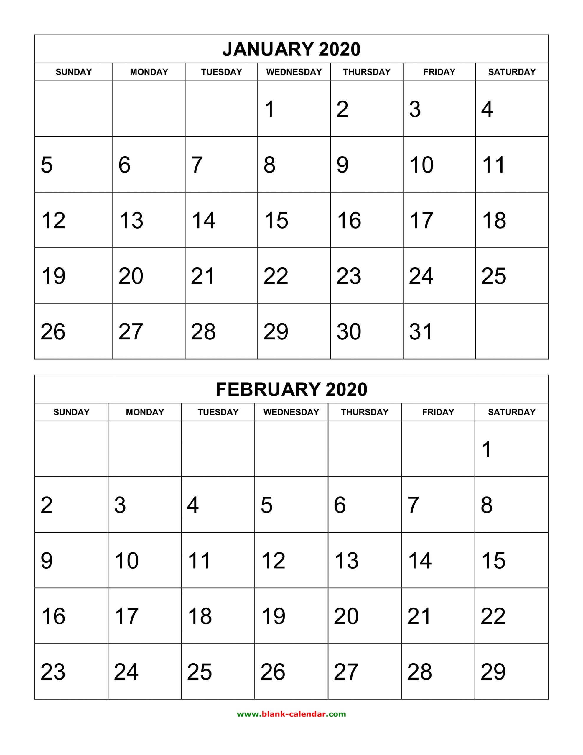 Free Printable Two Page Monthly Calendar 2020 | Example Free Printable Column Calendar
