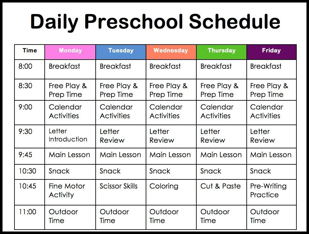 Home Preschool Schedule In 2020 | Preschool Schedule Unit 4 School Schedule