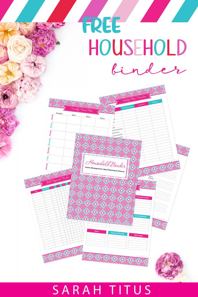Household Binder Free Printables - Sarah Titus Free Printable Calendar For Three Ring Binder