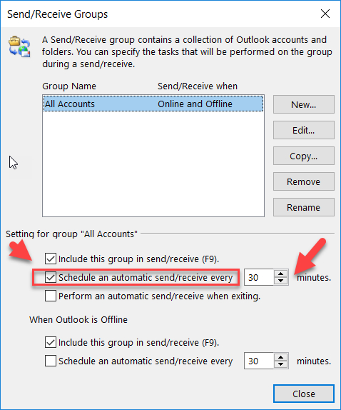 How To Set Send/Receive Frequency In Outlook To Avoid Outlook Switch To Calendar Button Missing