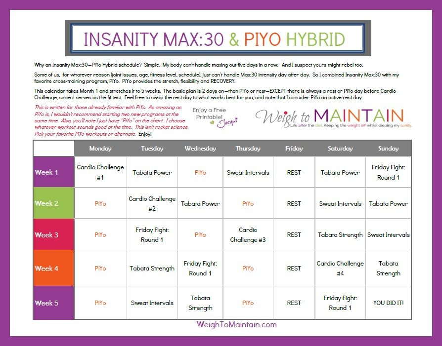 Insanity Max 30 Workout Sheet - Insanity Workout Schedule Insanity Max 30 Schedule