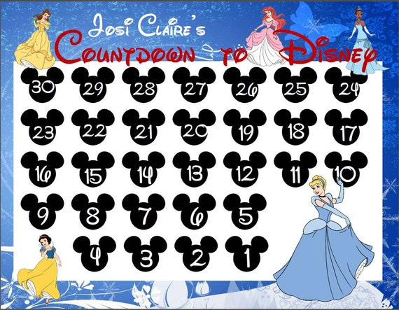 Items Similar To Countdown To Disney Calendar - Disney Countdown To Disney Calendar Printable