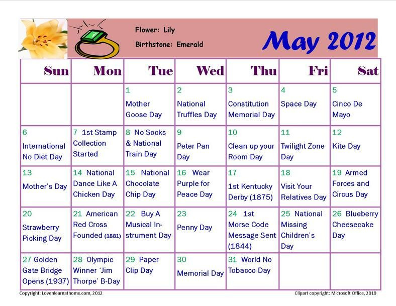 May Holiday Activity Calendar | School Calendar, Holiday Themes For Each Calendar Month