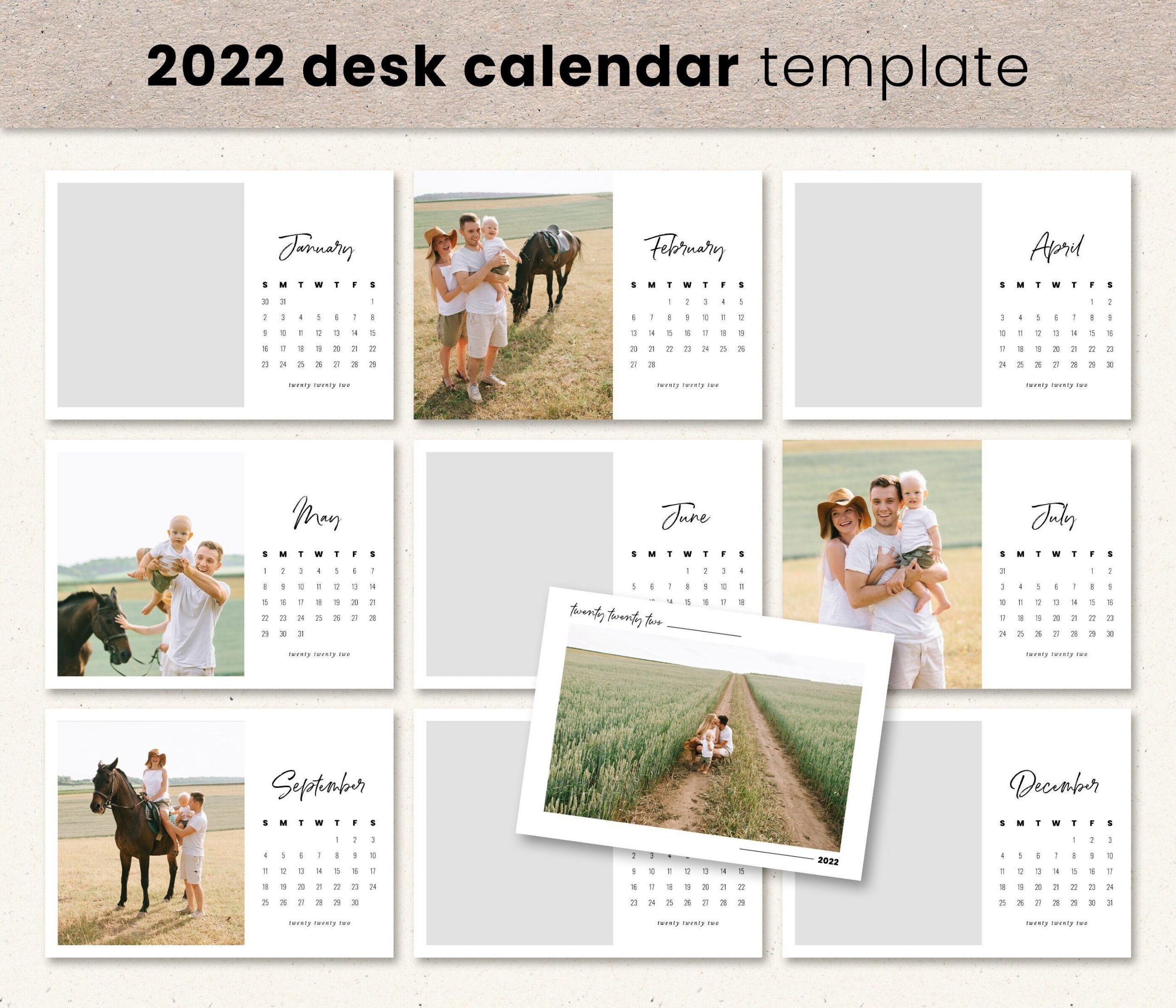 Modern 2022 Calendar Template With Photos Custom 5X7 5X7 Calendar Templates Free