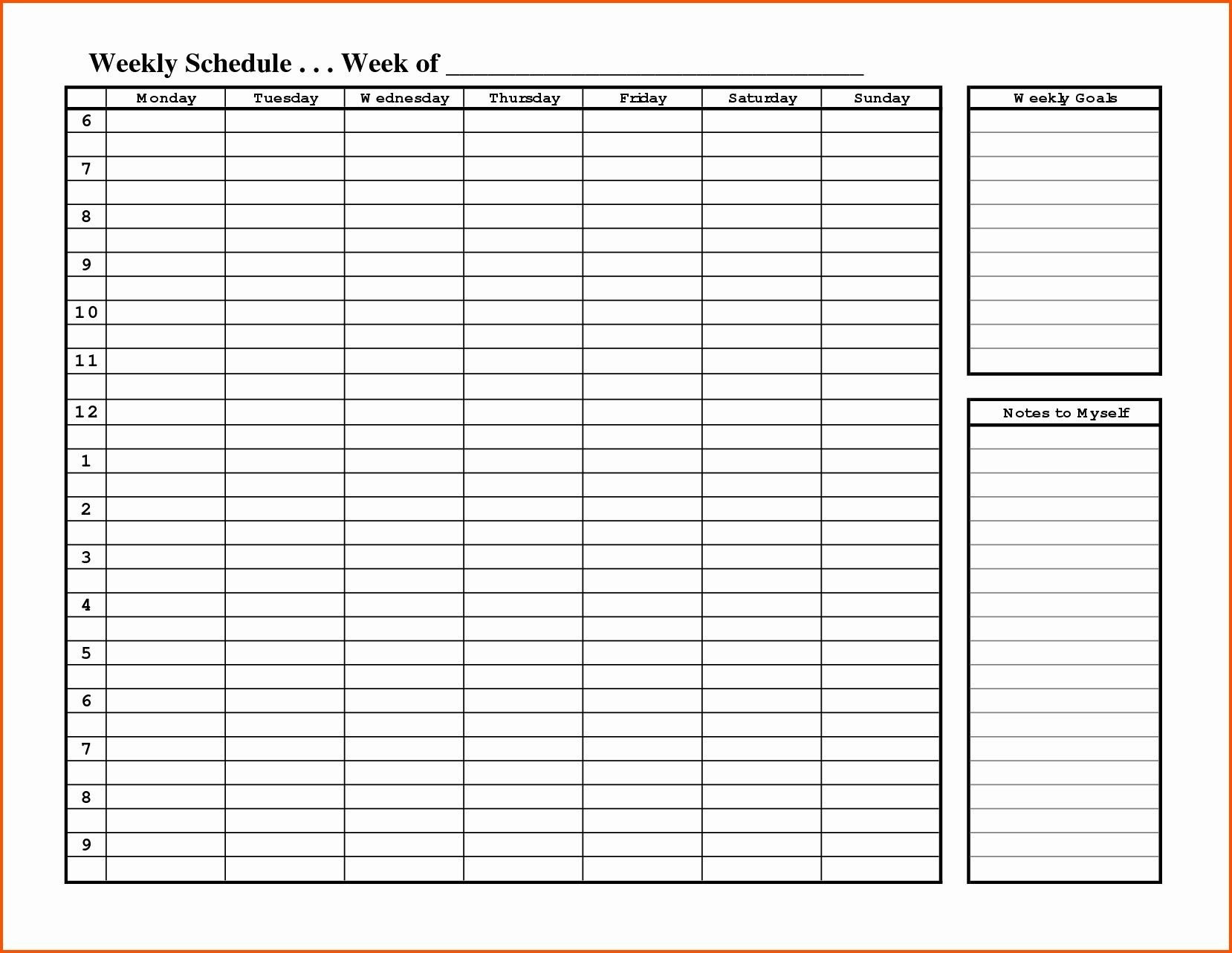 Monday To Sunday Weekly Planner Template Word | Calendar Schedule To Print Sunday To Saturday