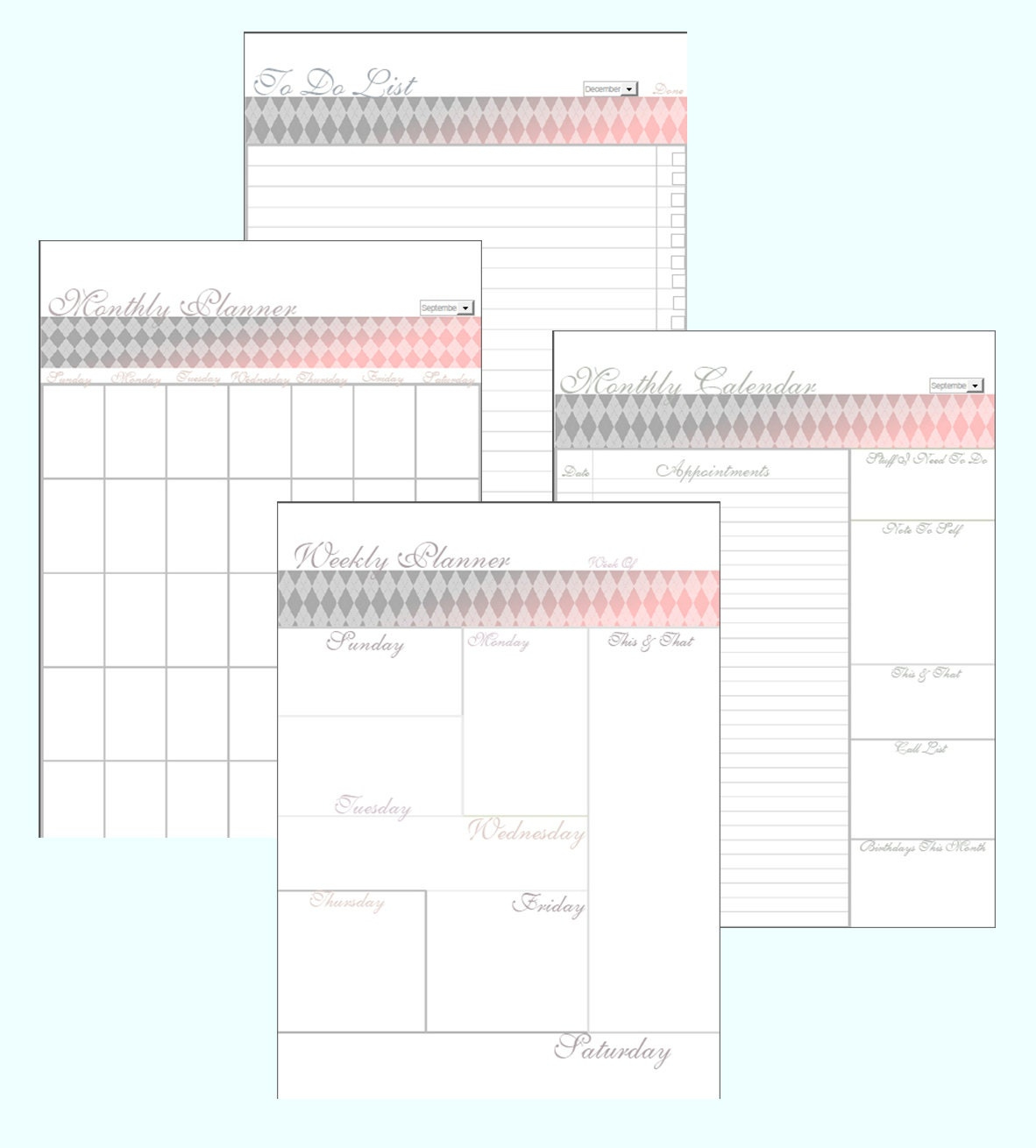 Monthly Calendar / Editable Planner / Weekly Calendar 4 Weekly Calander Editable