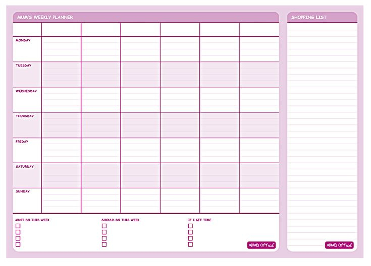 Mum&#039;S Weekly Planner With 6 Columns | Calendar Template 6 Week Monthly Calendar Template