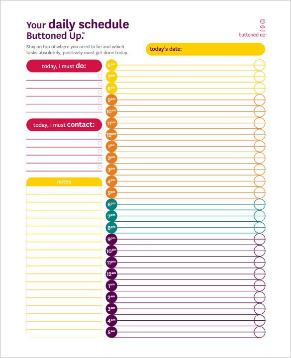 Pdf, Doc, Excel | Free &amp; Premium Templates | Schedule 24 Hour Template Planner